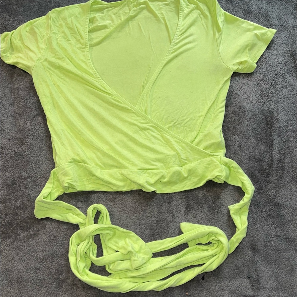 Neon green crop tie top